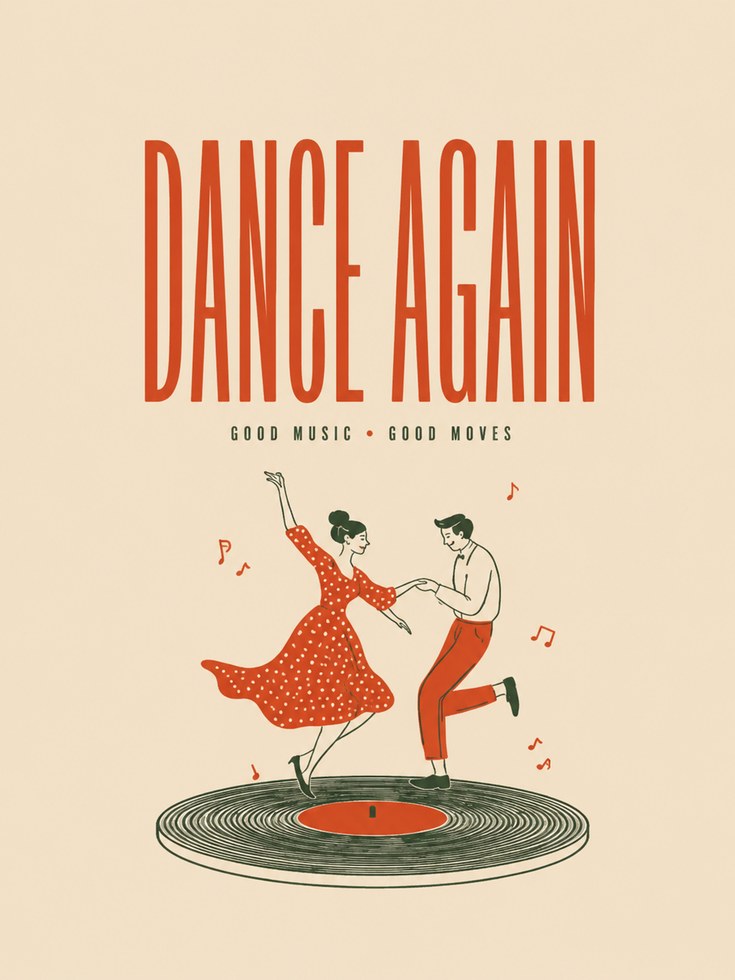 Vintage 1950s Dance Poster - artwork on paper