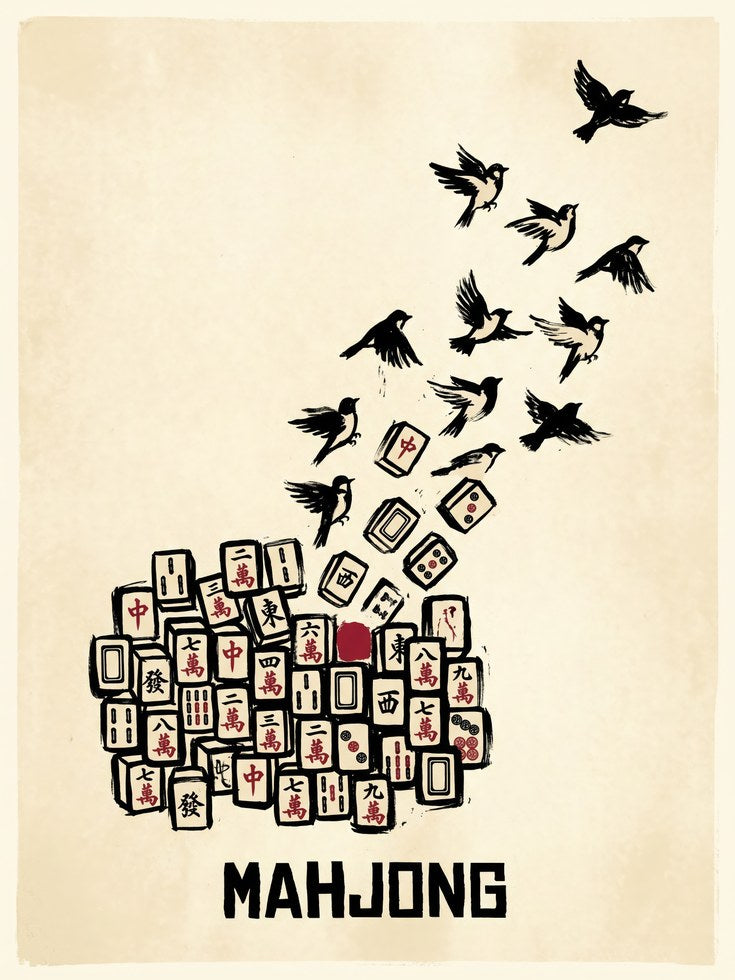 Mahjong Birds Print – Transformation Symbolism - artwork on paper