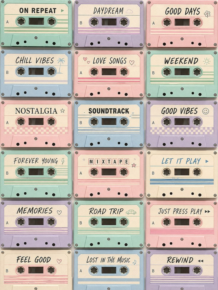 Cassette Tape Art Print: Retro Music Playlist - artwork on paper
