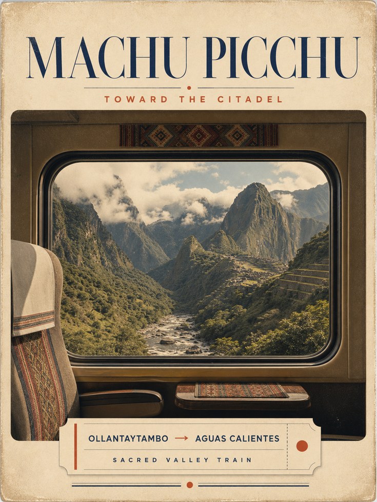 Vintage Travel Poster – Machu Picchu Print - artwork on paper