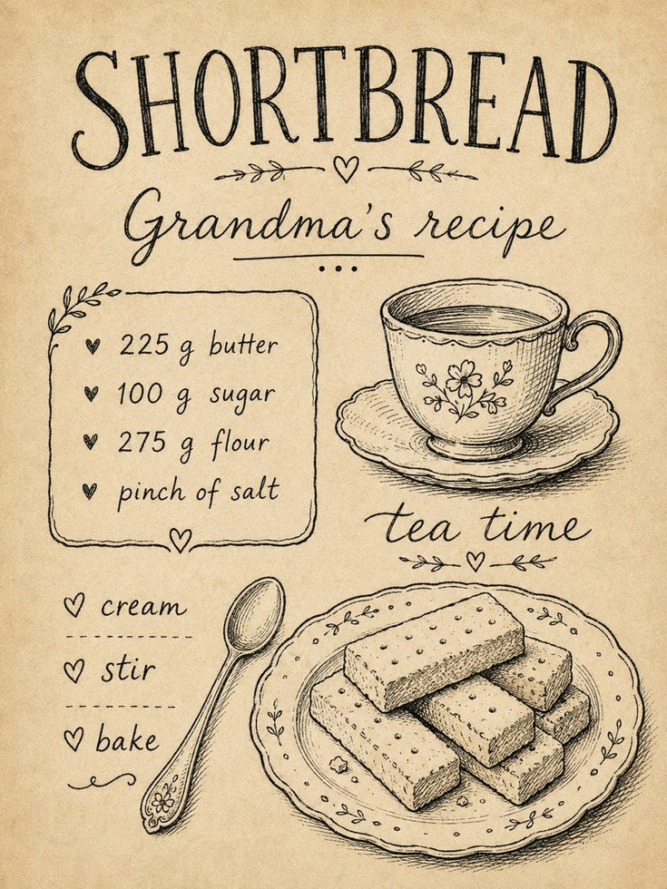 Grandma's Shortbread Recipe Print - artwork on paper