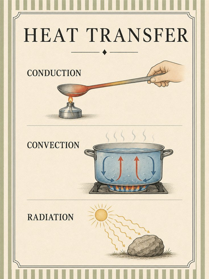 Heat Transfer Educational Diagram Print: Vintage Science Poster - artwork on paper
