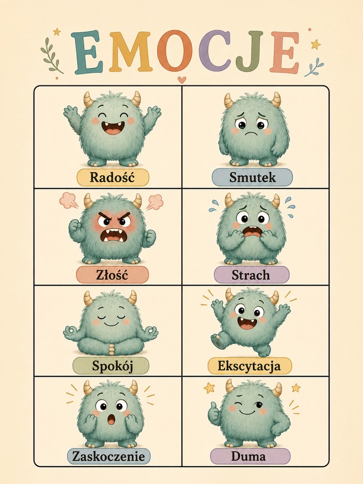 Kids Emotions Chart: Polish Language Learning - artwork on paper