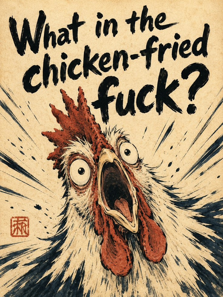 Funny Kitchen Wall Art – Chicken Print - artwork on paper