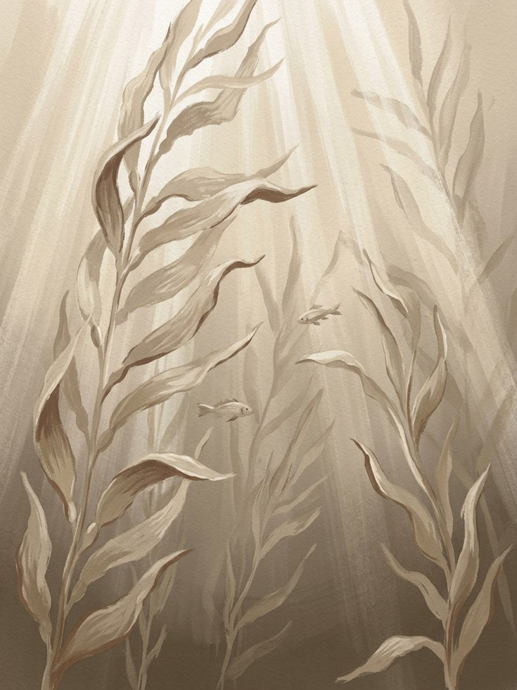 Underwater Kelp Art Print — Serene Botanical Illustration - artwork on paper