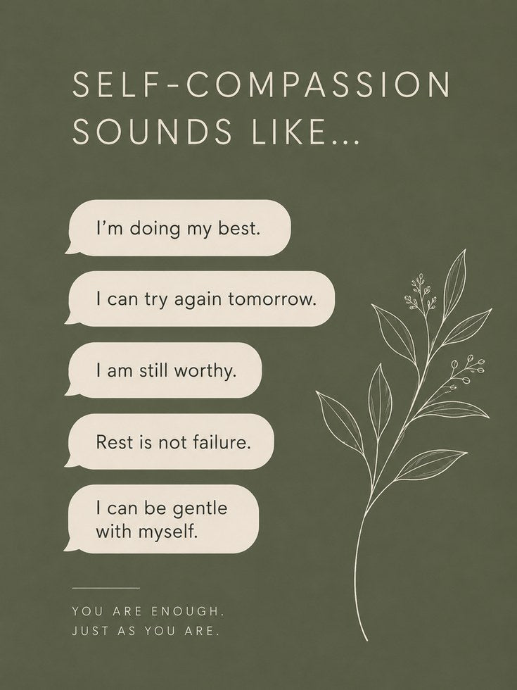 Affirmation Wall Art: Self-Compassion Quotes - artwork on paper