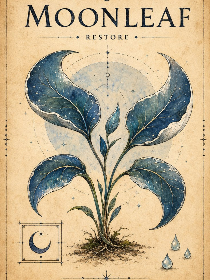 Botanical Moon Wall Art – Mystical Plant Print - artwork on paper