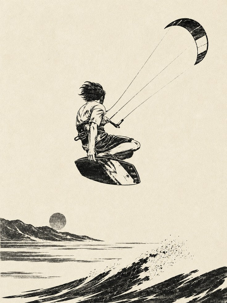 Kitesurfing Wall Art – Extreme Sports Print - artwork on paper