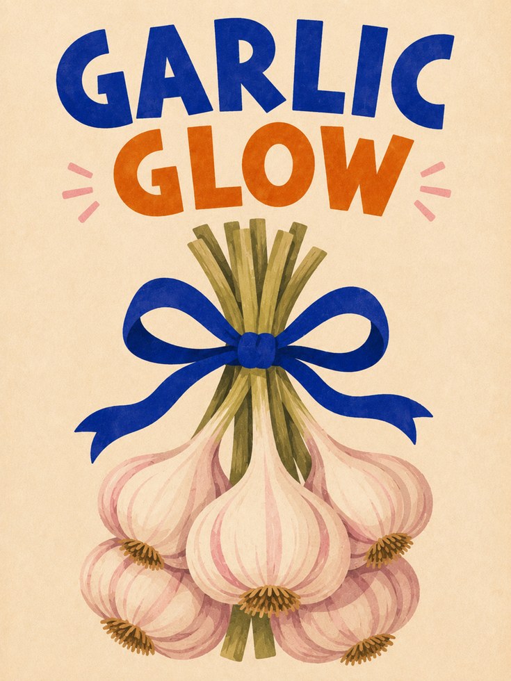 Garlic Kitchen Wall Art – Retro Food Poster - artwork on paper