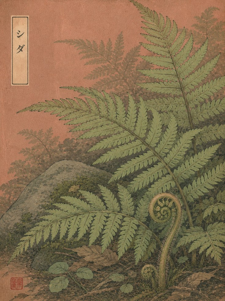 Japanese Fern Print — Vintage Botanical Illustration - artwork on paper