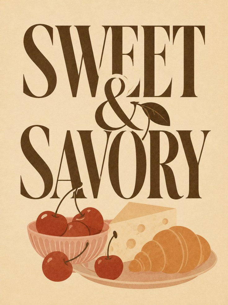 Sweet & Savory Wall Art: Retro Food Poster (Dining Room or Cafe) - artwork on paper