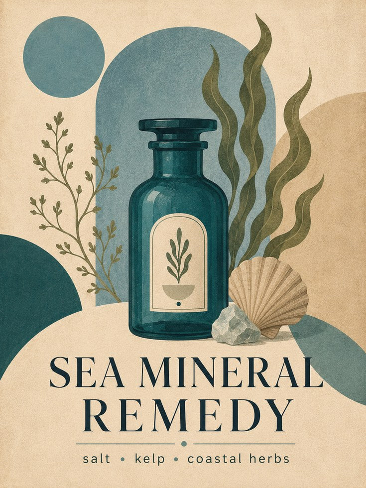 Sea Mineral Apothecary Print: Coastal Botanical Wall Art - artwork on paper