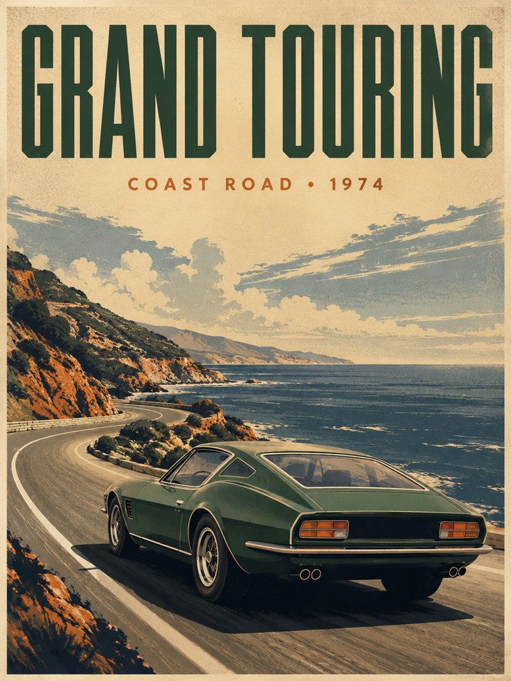 Vintage Car Poster - artwork on paper