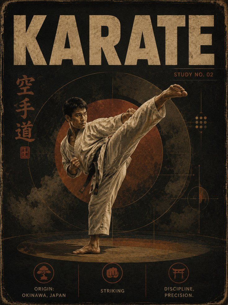 Karate Wall Art: Vintage Japanese Martial Arts Poster Design - artwork on paper