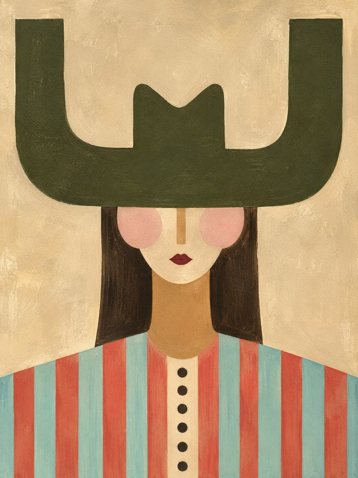 Mid Century Modern Portrait Print - artwork on paper