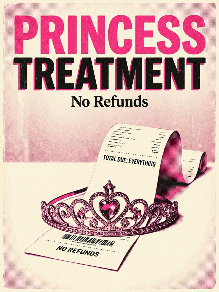Princess Treatment Poster: Retro Pink Typography Art Print - artwork on paper