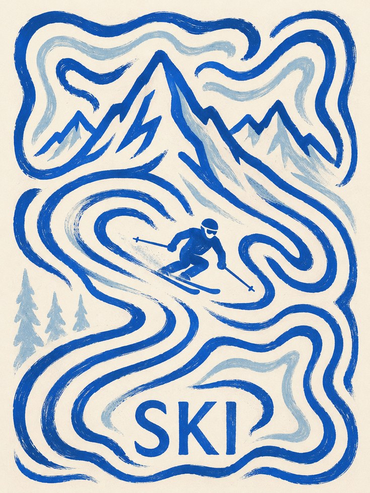 Ski Poster – Vintage Winter Sports Print - artwork on paper