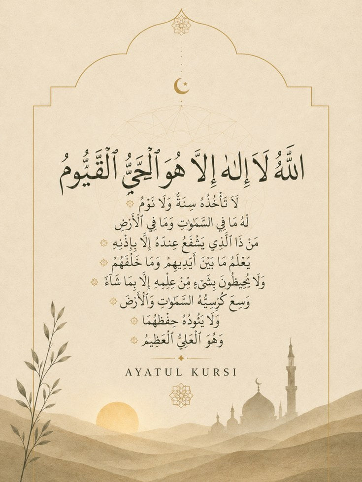 Ayatul Kursi Islamic Art Print — Arabic Calligraphy - artwork on paper