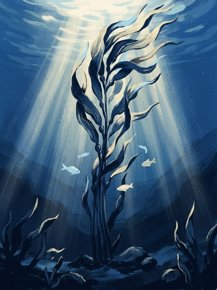 Underwater Kelp Forest Print — Ocean Depth Illustration - artwork on paper