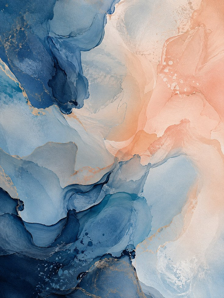 Blue and Pink Abstract Art - artwork on paper