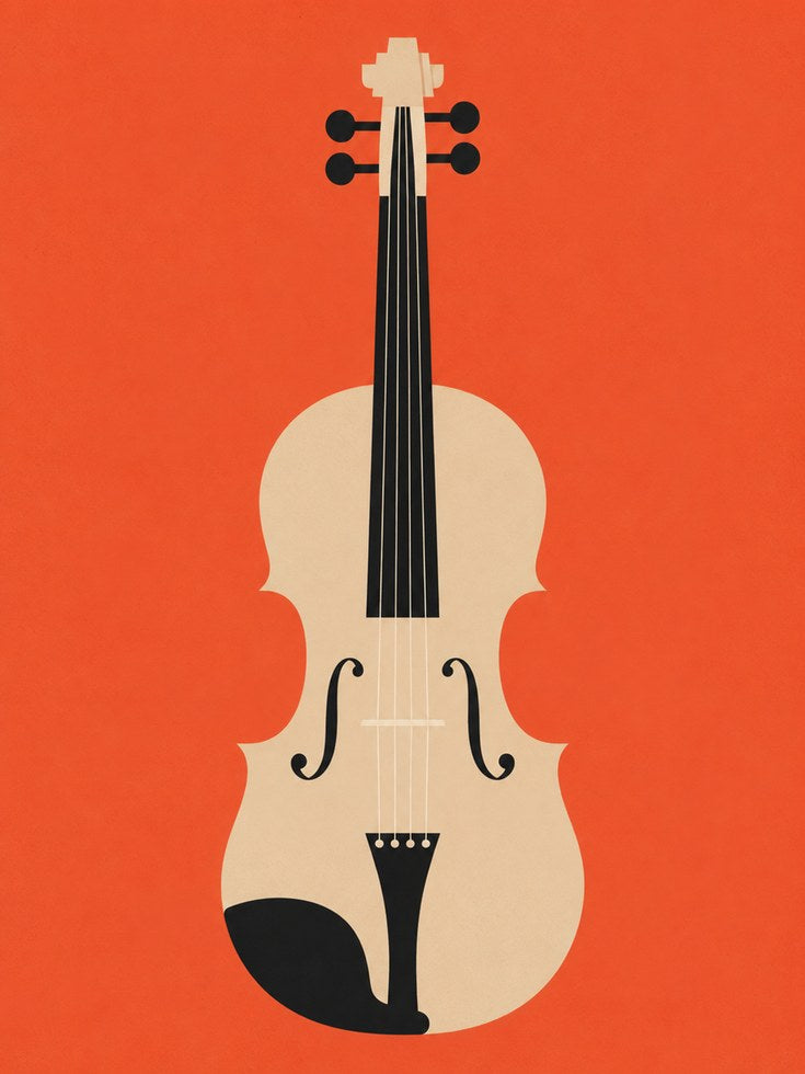 Violin Art Print — Mid-Century Modern Minimalist Design - artwork on paper