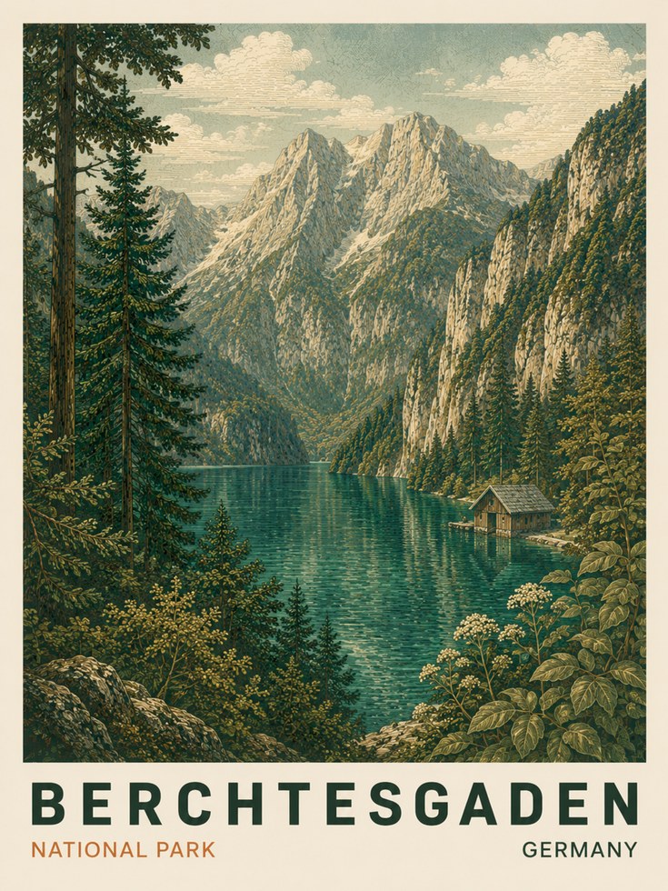 Vintage Travel Poster – Berchtesgaden Germany - artwork on paper