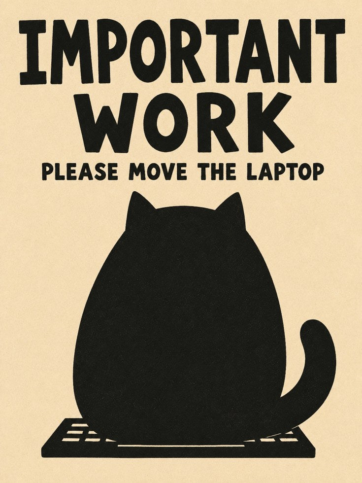 Funny Cat Office Wall Art - artwork on paper