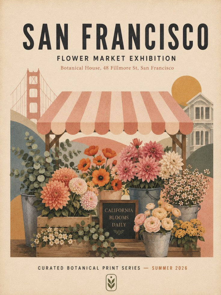 San Francisco Flower Market Print — Vintage Travel Poster Style - artwork on paper