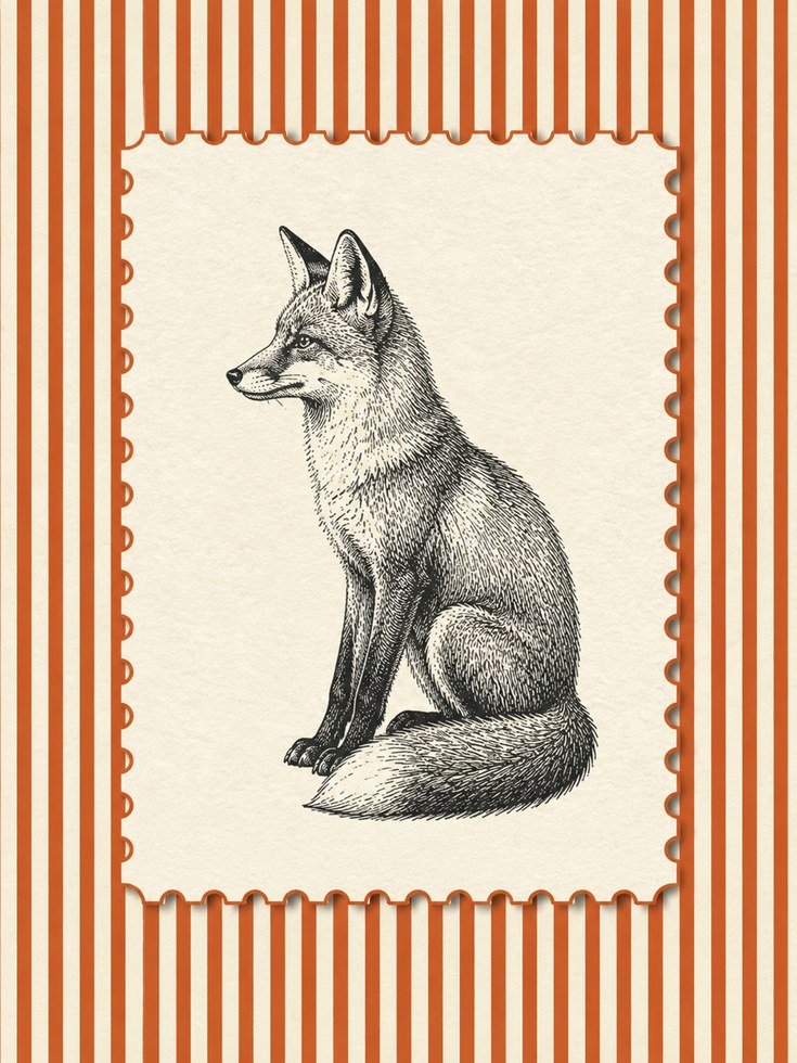 Fox Wall Art – Vintage Fox Print - artwork on paper