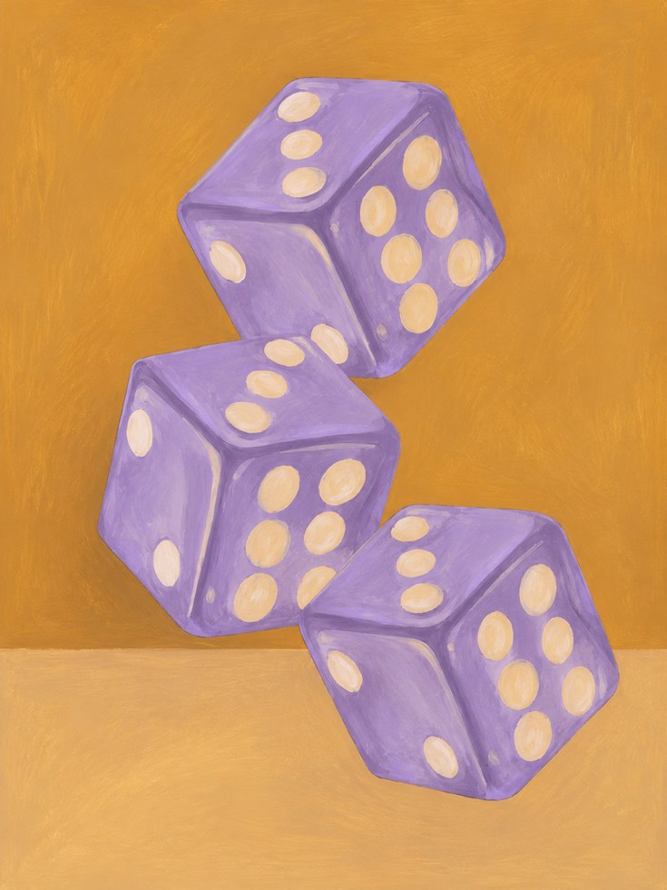 Retro Dice Wall Art – Vintage Game Room Decor - artwork on paper