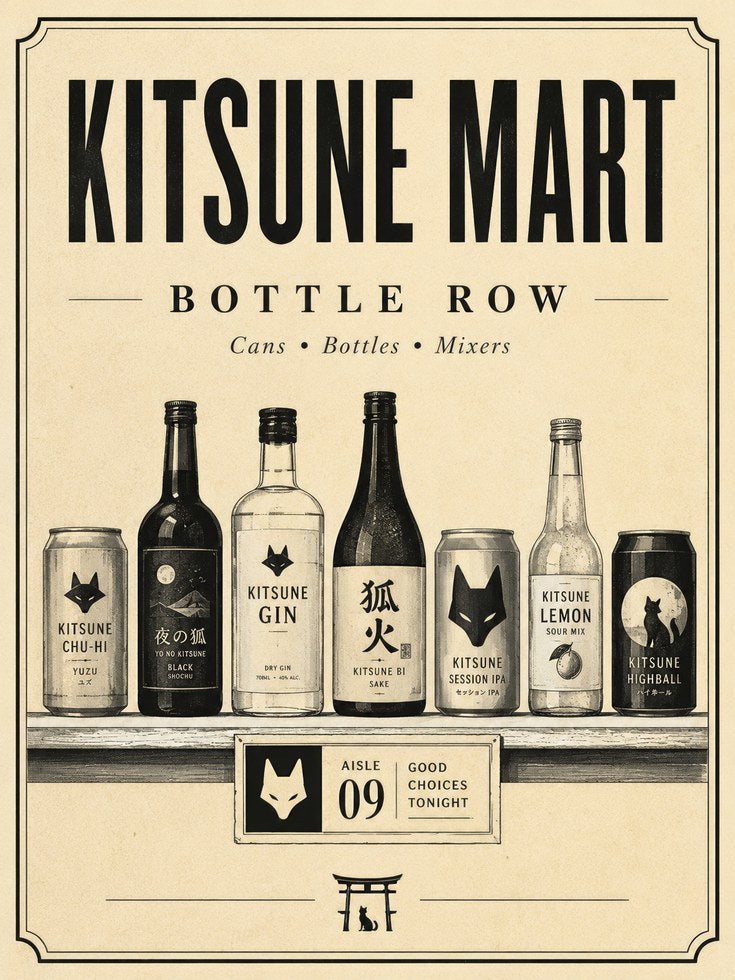 Japanese Bottle Shop Print - artwork on paper