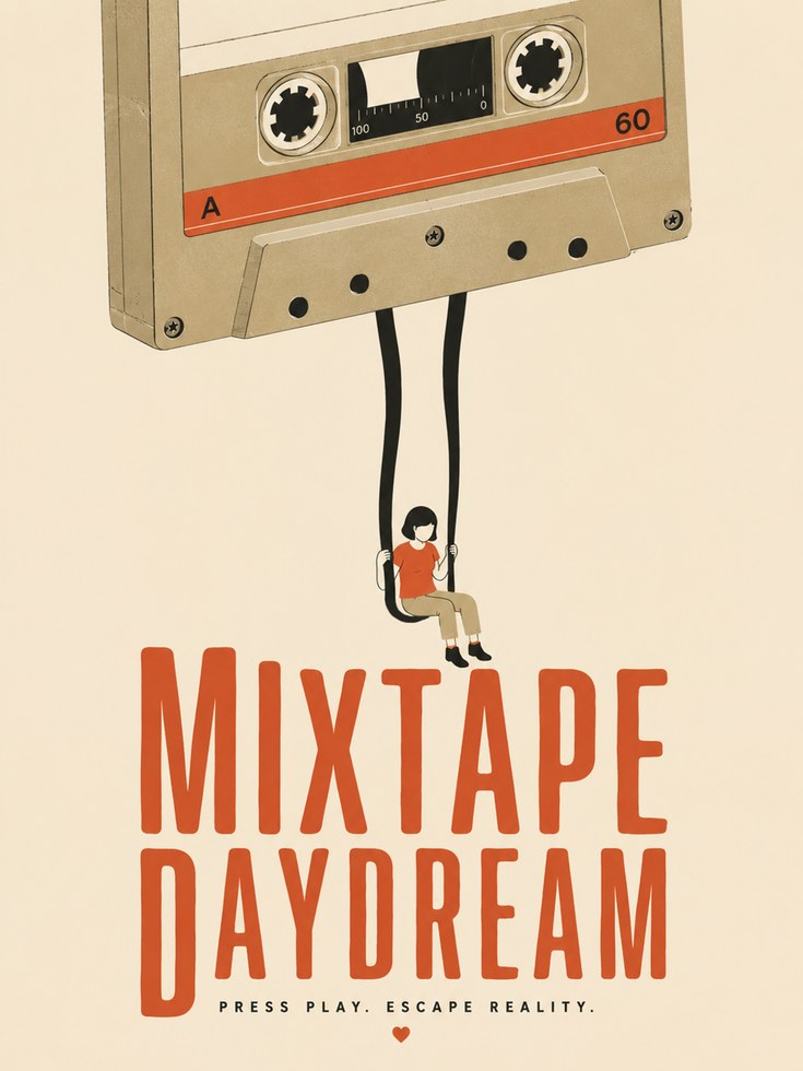 Nostalgic Cassette Tape Print - artwork on paper