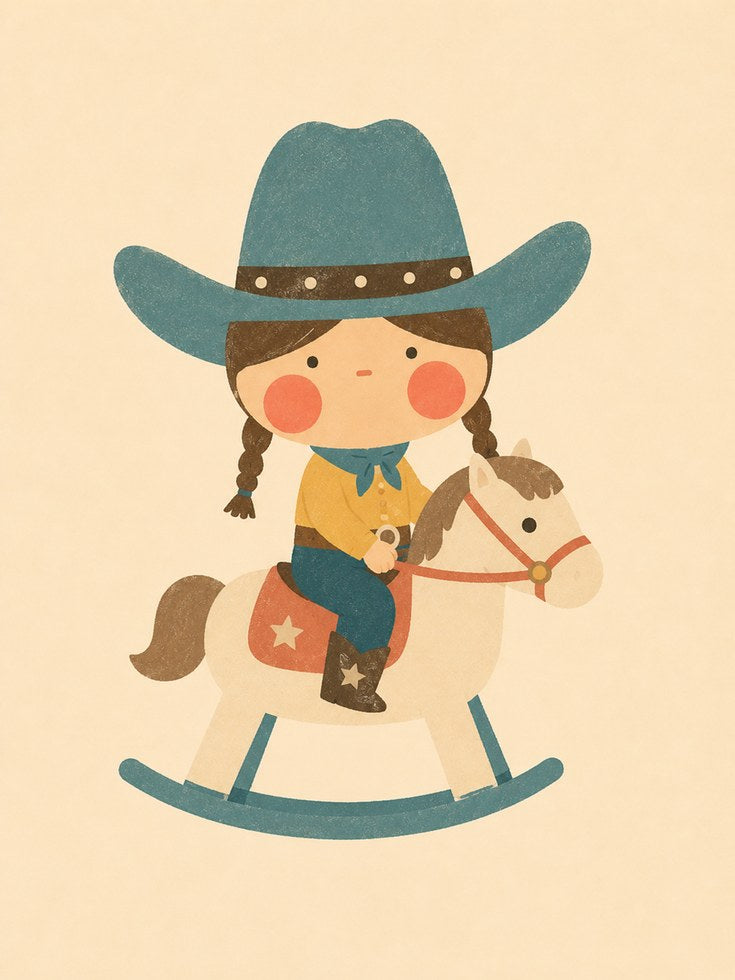 Cowboy Rocking Horse Print - artwork on paper