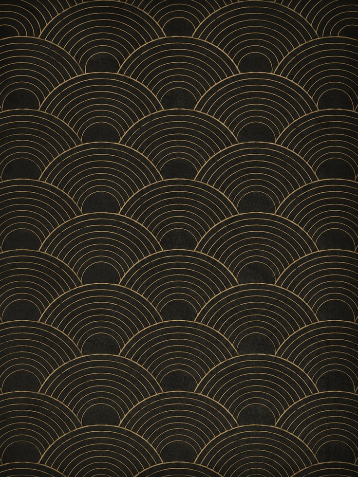 Wave Pattern Art Print: Gold & Black Geometric Design - artwork on paper