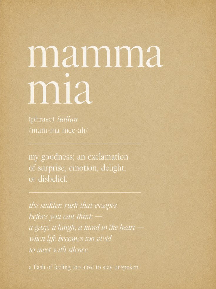 Mamma Mia Wall Art Print – Italian Phrase - artwork on paper