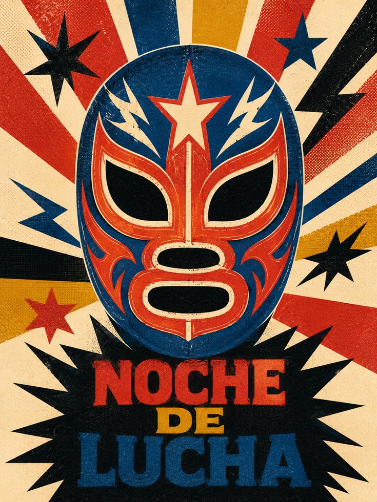 Mexican Wrestling Poster – Lucha Libre Wall Art - artwork on paper