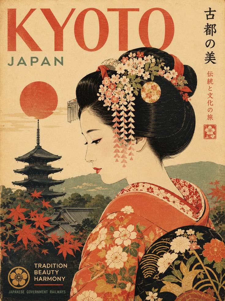 Kyoto Travel Poster – Japan Wall Art - artwork on paper