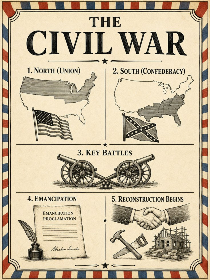Civil War Poster – American History Print - artwork on paper