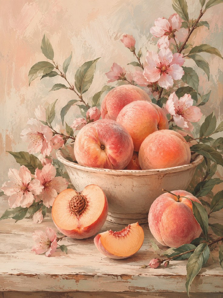 Peach Wall Art – Fruit Kitchen Print - artwork on paper