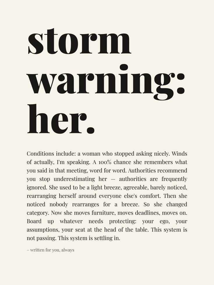 Feminist Quote Print – Storm Warning Her Wall Art - artwork on paper