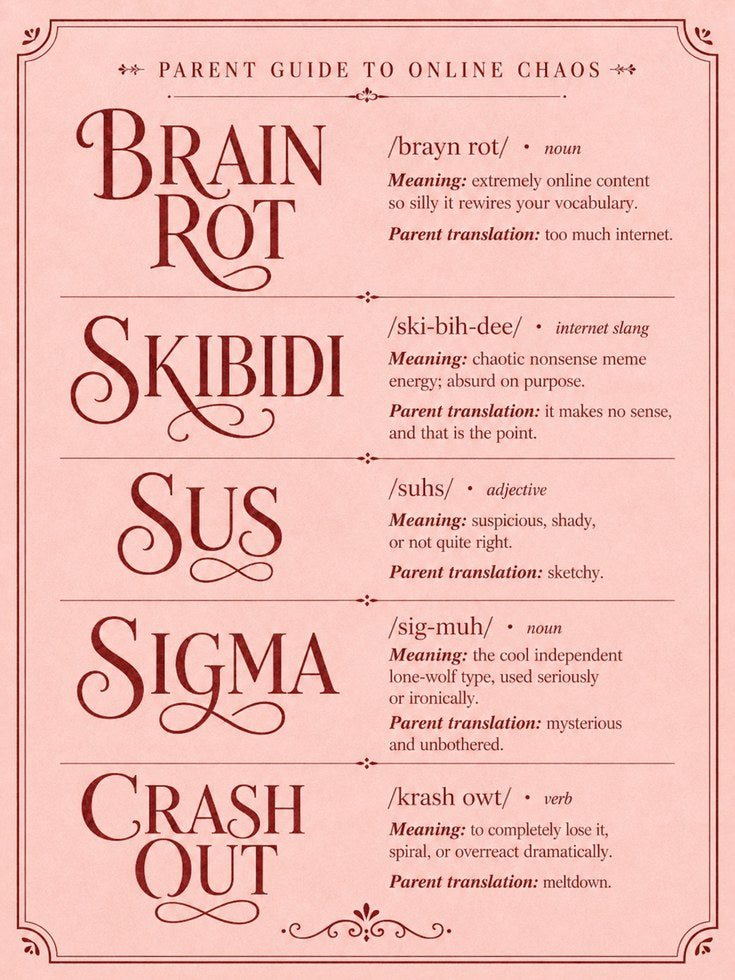 Internet Slang Poster – Gen Z Dictionary Print - artwork on paper