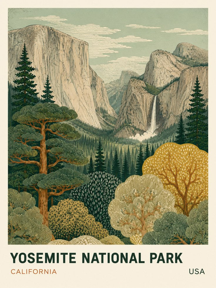 Yosemite National Park Poster - artwork on paper