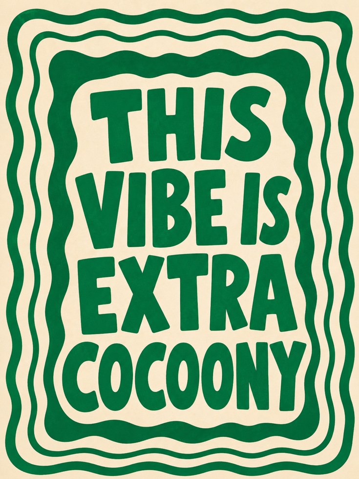 Groovy Retro Typography Print: 70s Green Wall Art - artwork on paper
