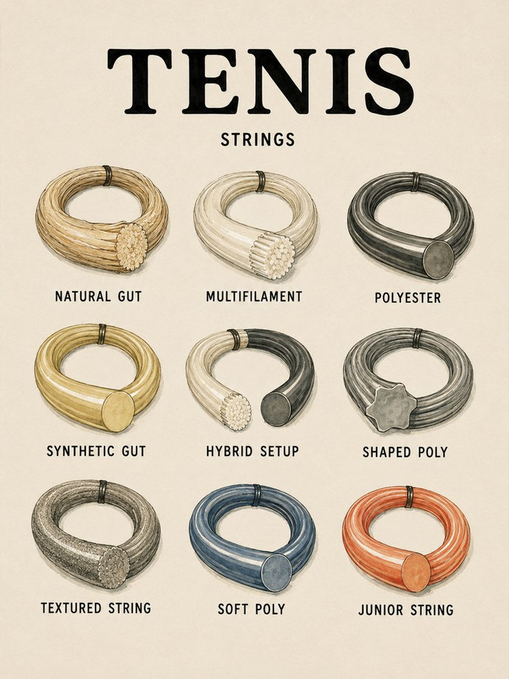 Tennis Strings Poster: Vintage Educational Sports Chart - artwork on paper
