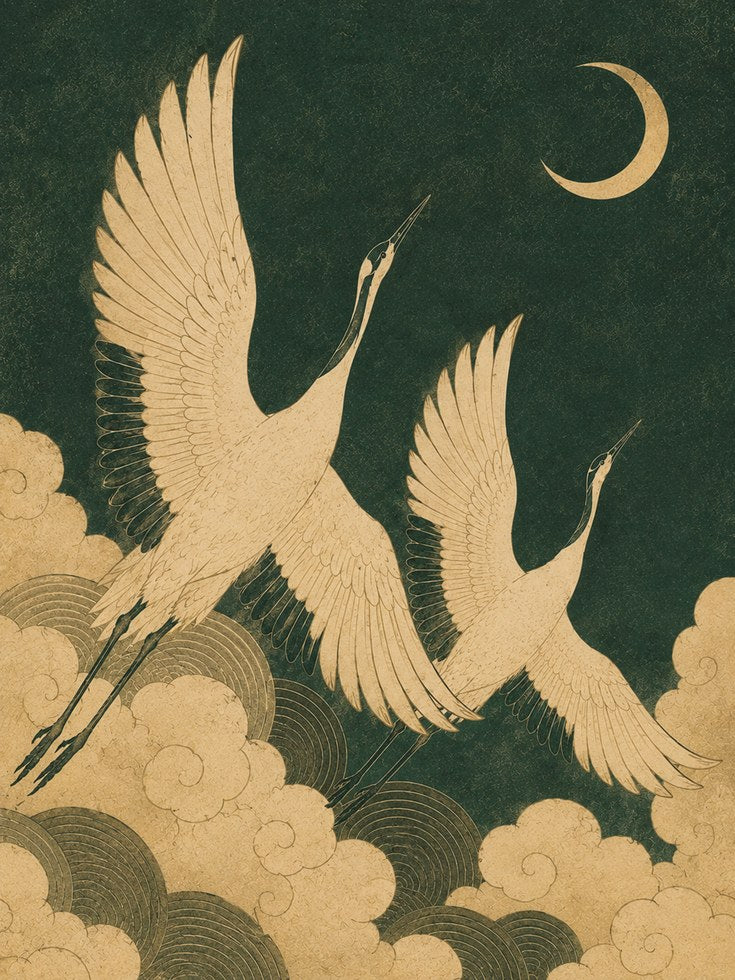 Crane Wall Art Print: Traditional Japanese Bird - artwork on paper