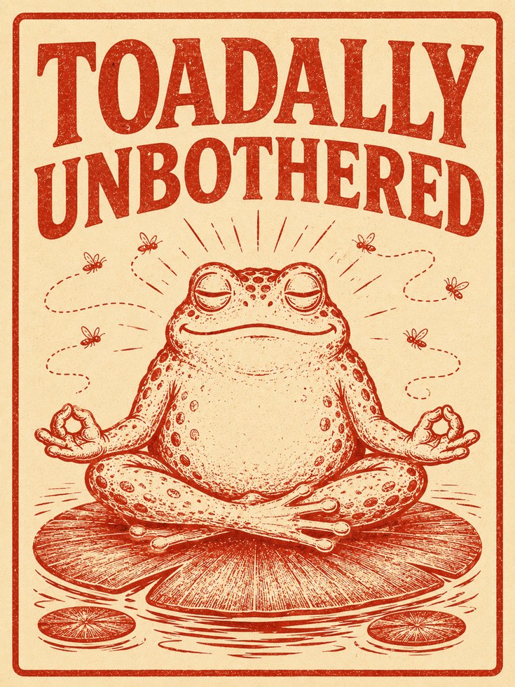 Toadally Unbothered Frog Print - artwork on paper