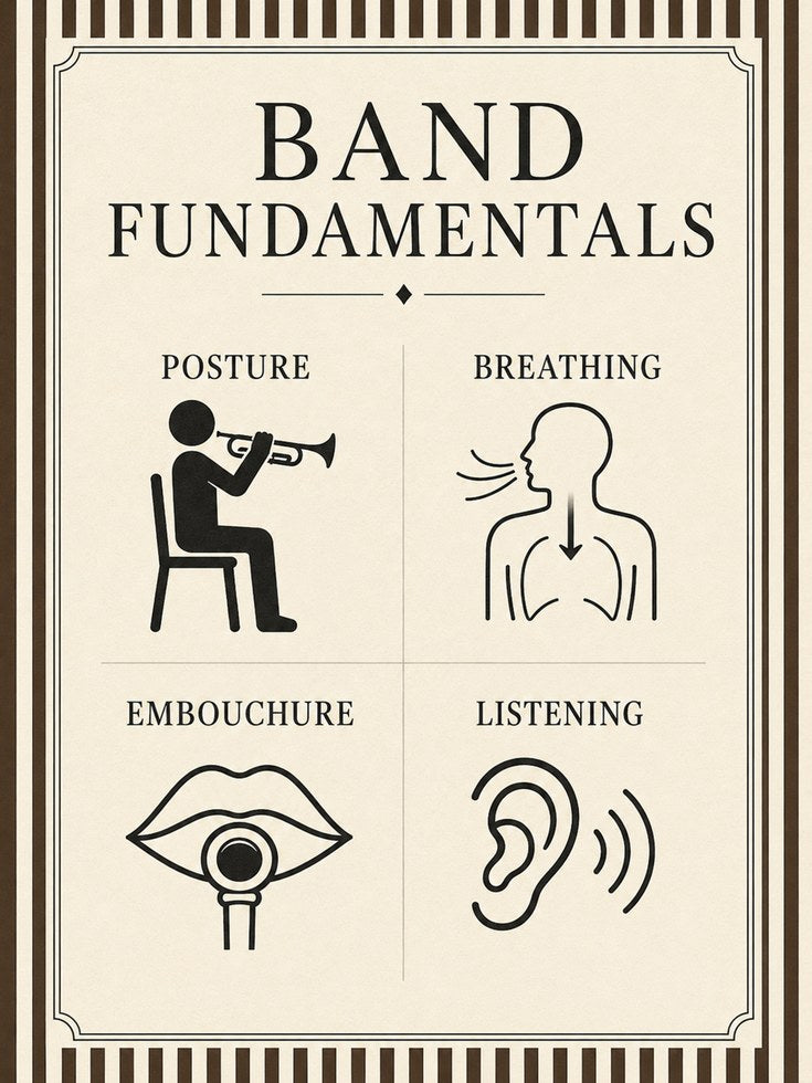 Music Teacher Gift – Band Fundamentals Poster - artwork on paper