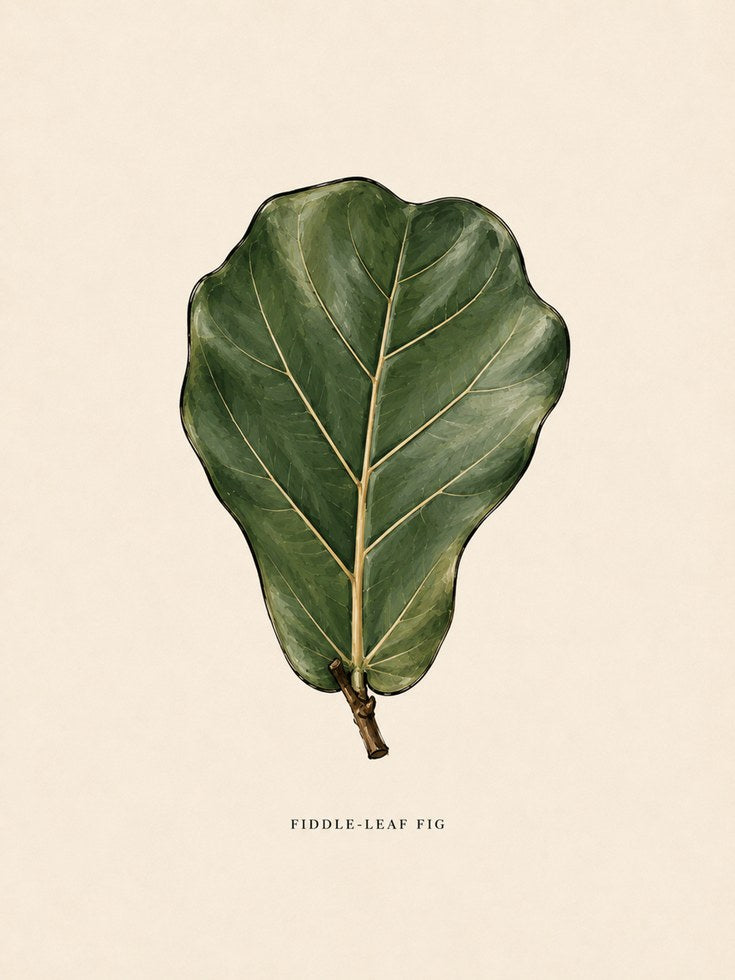 Fiddle Leaf Fig Print – Botanical Leaf Wall Art - artwork on paper