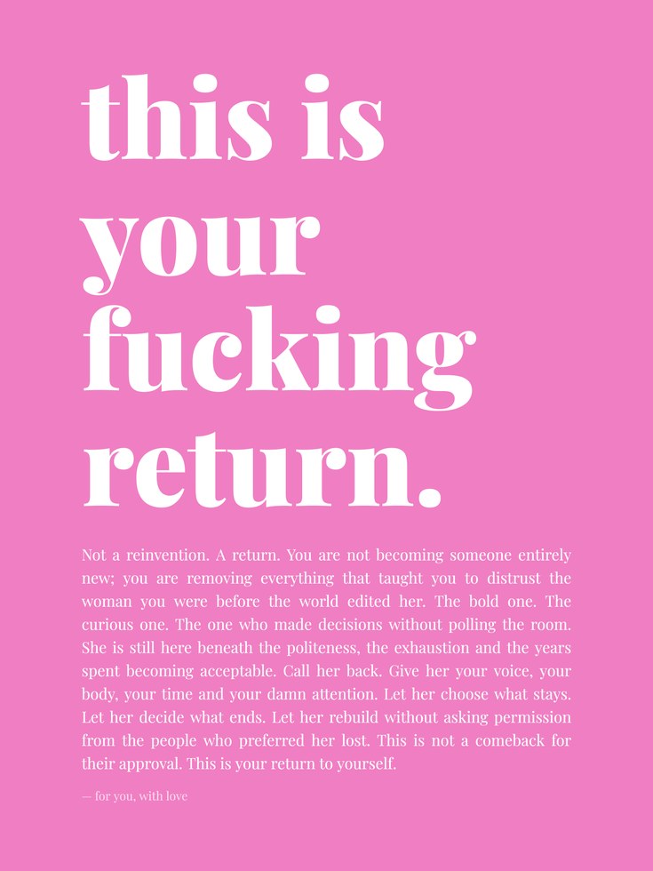 Your Return Typography Poster: Pink Motivational Wall Art - artwork on paper