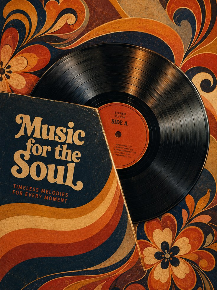 Retro Vinyl Record Poster – Music Room Wall Art - artwork on paper